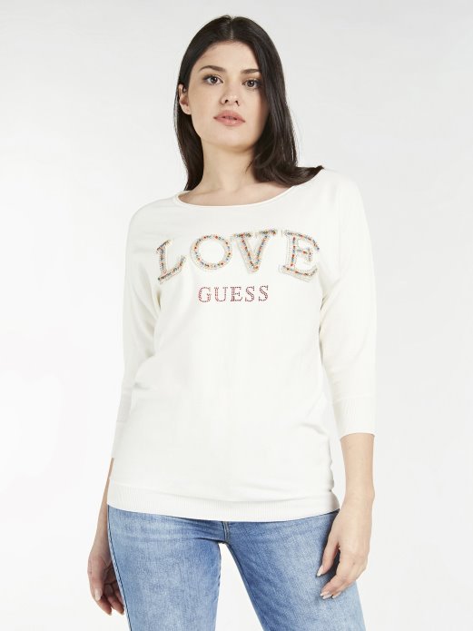 Script Prednji Džemper Bijeli Guess Shopping