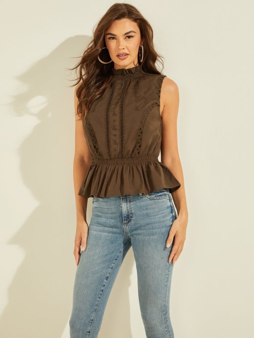 Vez Pamuk Top Smeđa Guess Shopping