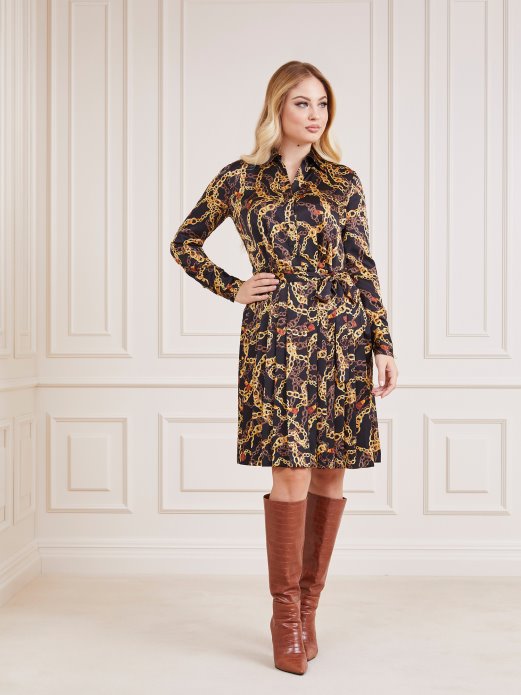 Guess Shopping Crna Multi Marciano Haljina S Printom Preko Cijele Strane