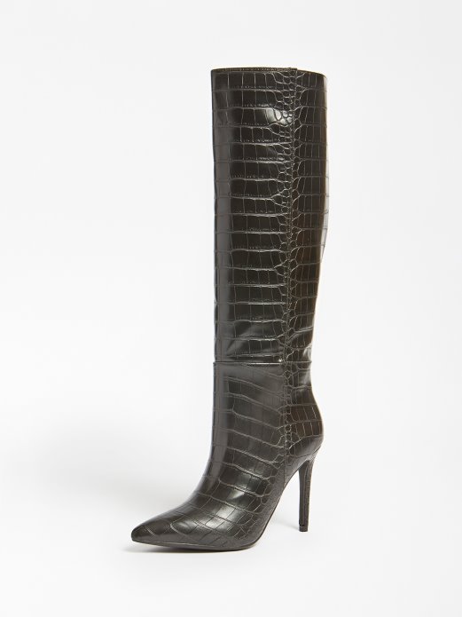 Ruke Croc Print High Boot Guess Shopping Black
