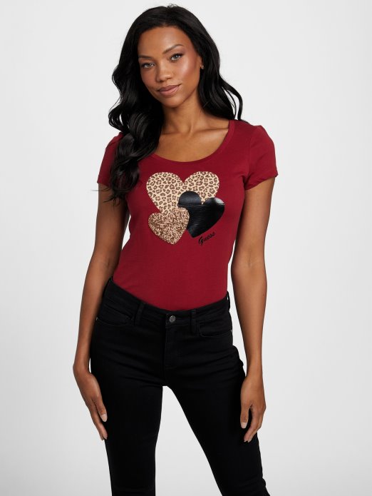 Beet Juice Red Lennan Heart Tee Guess Shopping