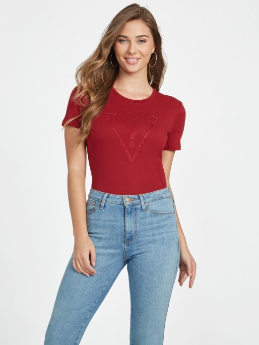 Beet Juice Red Guess Shopping Zillah Majica S Logotipom Od štrasa