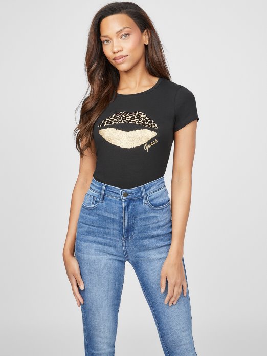 Lobe Tee Jet Black Guess Shopping