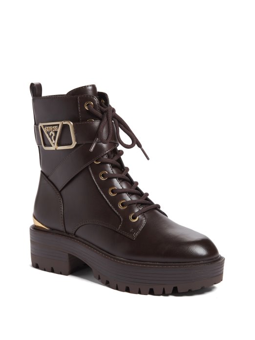 Guess Shopping Ravne Borbene čizme Tamno Smeđe