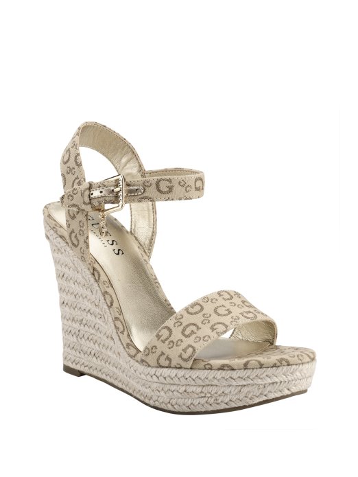 Guess Shopping Lt Smeđe Tracey Logo Espadrile Klinovi