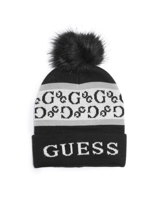 Crni Logotip Prugasta Pom Kapica Guess Shopping