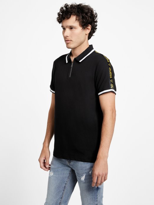 Eco Jon Zip Polo Guess Shopping Jet Black