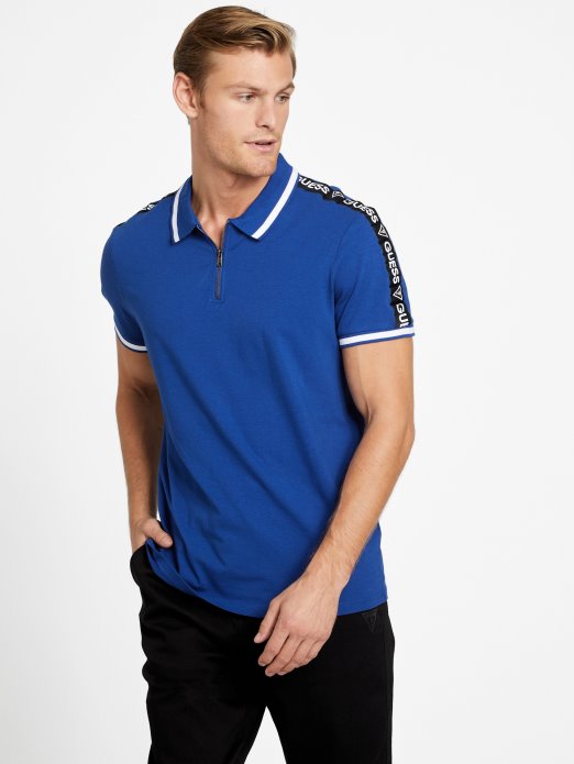 Eco Jon Zip Polo Admiral Blue Guess Shopping