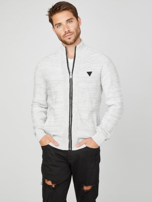 Guess Shopping Chet Marled Mock Ovratnik Džemper čisto Bijeli