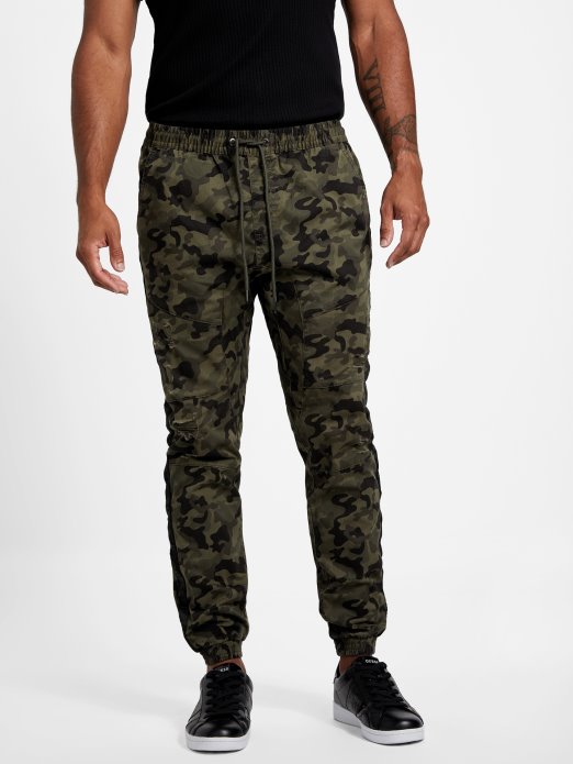Camo Green Cruz Uništene Joggers Guess Shopping