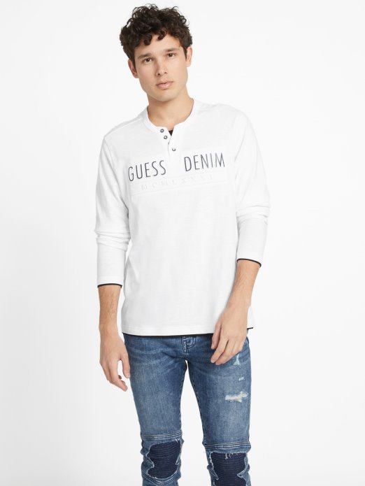 Guess Shopping čista Bijela Edgar Logo Majica Dugih Rukava