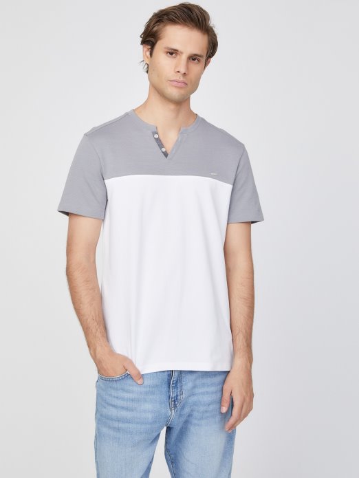 Guess Shopping Adrian Color-block Majica S Prorezom čista Bijela