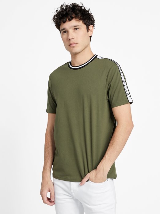 Guess Shopping Hyatt Logo Tape Tee Olive Morning