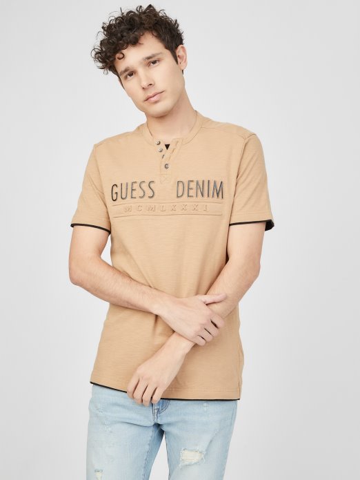 Guess Shopping Edgar Henley Tee Toast Taupe