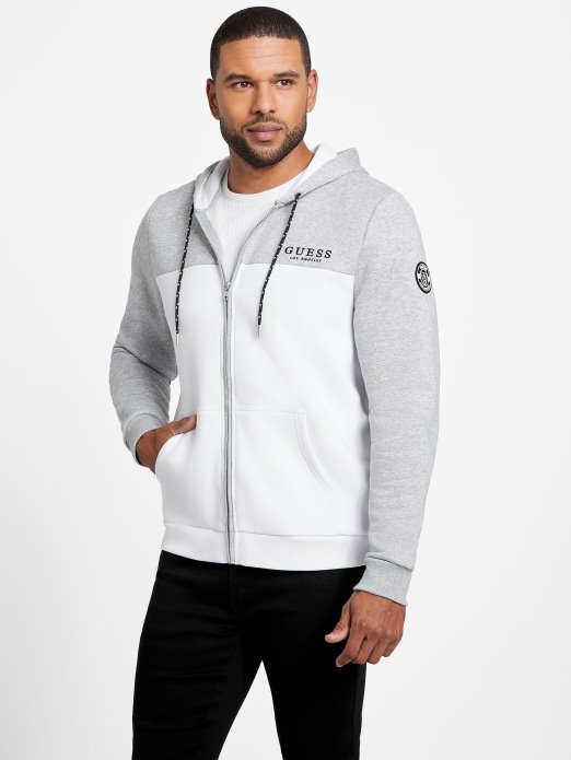 Svijetlo Melange Siva Trnovita Majica S Kapuljačom S Patentnim Zatvaračem U Boji Guess Shopping