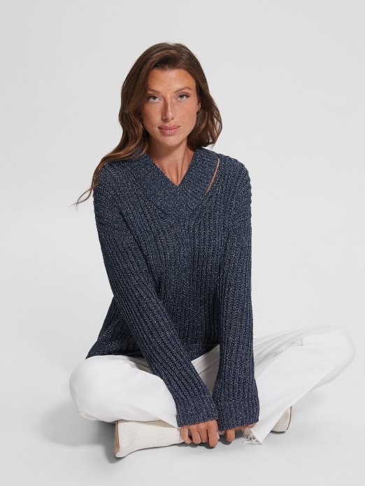 Lise Džemper S Izrezima Pocrnjeli Plavi Lurex Mult Guess Shopping