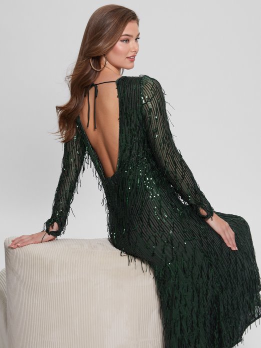 Guess Shopping Moss Mat Multi Elodie Haljina Sa šljokicama S Resama