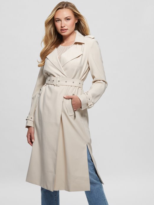 Guess Shopping Pearl Oyster Stefania Longline Trench Coat