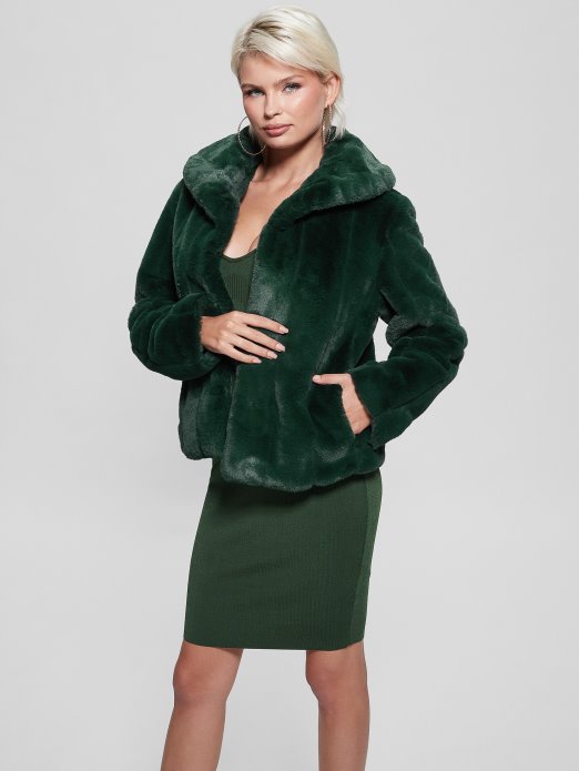 Guess Shopping Sophy Jakna Od Umjetnog Krzna Moss Mat