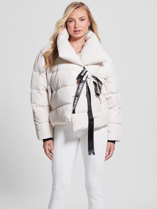 Pergamentni Ton Claudia Kravata Puffer Jakna Guess Shopping