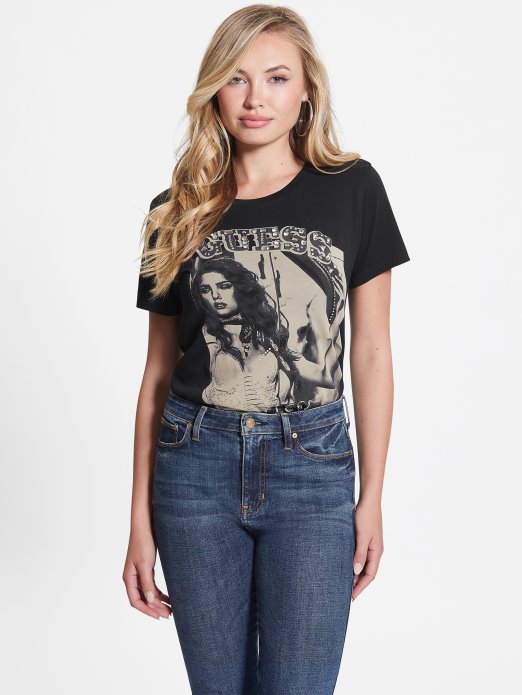 Jet Black Eco Western Girl Tee Guess Shopping