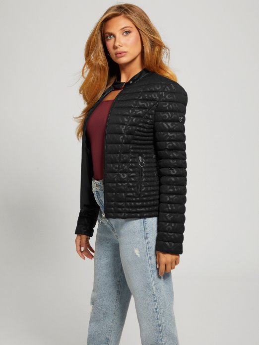 Jet Crna Guess Shopping Vona Prošivena Jakna S Logotipom