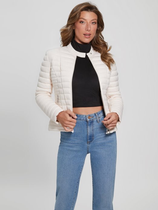 Guess Shopping Vona Prošiveni Logo Jakna Pergament Ton