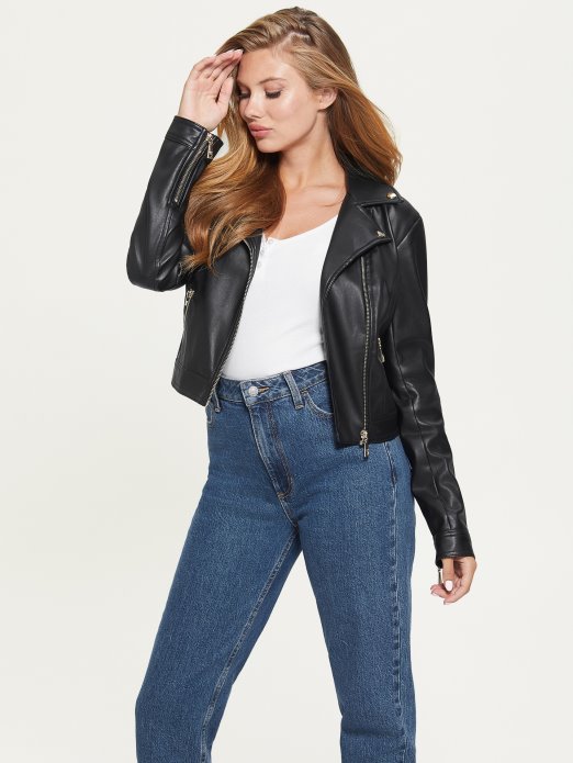 Venom Skraćena Moto Jakna Guess Shopping Jet Crna Multi