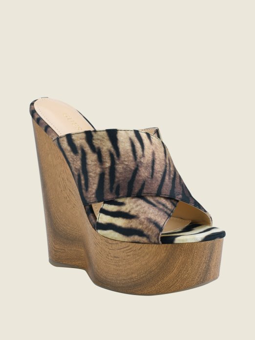 Guess Shopping Srednje Smeđe Teisha Tiskane Ukrižene Klinove