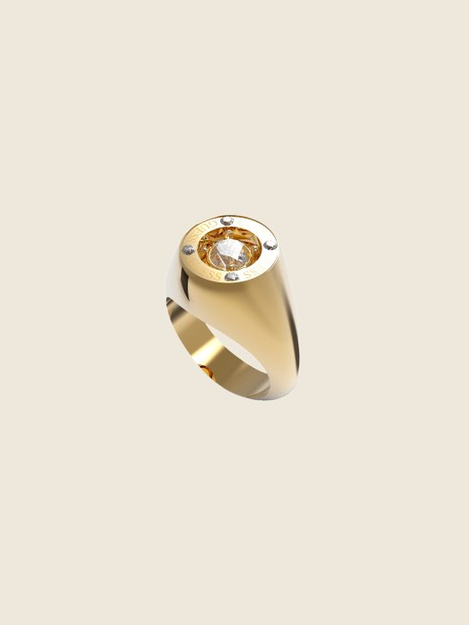 Gold Guess Shopping Gold-tone Solitaire Prsten S Pečatom