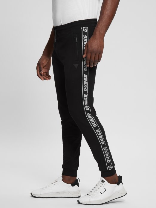 Eco Arlo Logo Tape Joggers Jet Black Guess Shopping