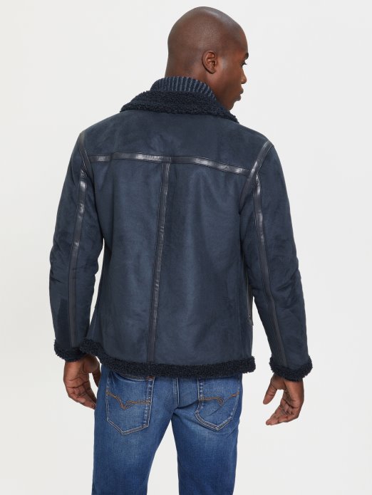 Guess Shopping Eko Jakna Od Umjetnih Strigastih šiša Plava, Elegantna