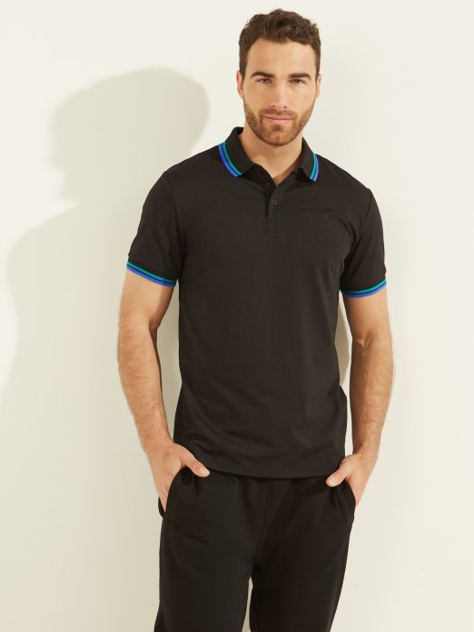 Sports Pique Polo Jet Black Guess Shopping