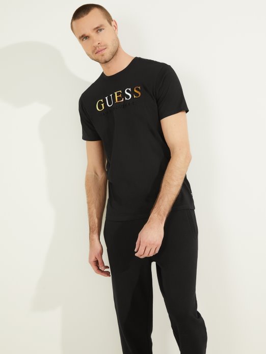Guess Shopping Crna Majica S Utisnutim Logotipom