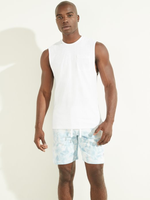 Guess Shopping Pure White Hemp Cotton Muscle Tee