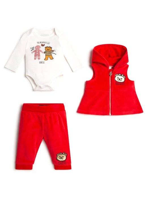 Guess Shopping Medo Blagdanski Prsluk Bodi I Jogger Set (0-24m) Brilliant Berry