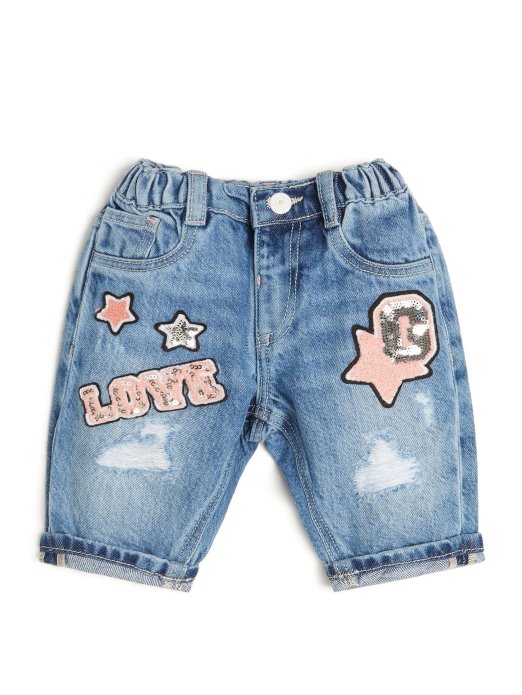 Mrljasto Plave Isprane Guess Shopping Traper Hlače S Krpama (2-7)