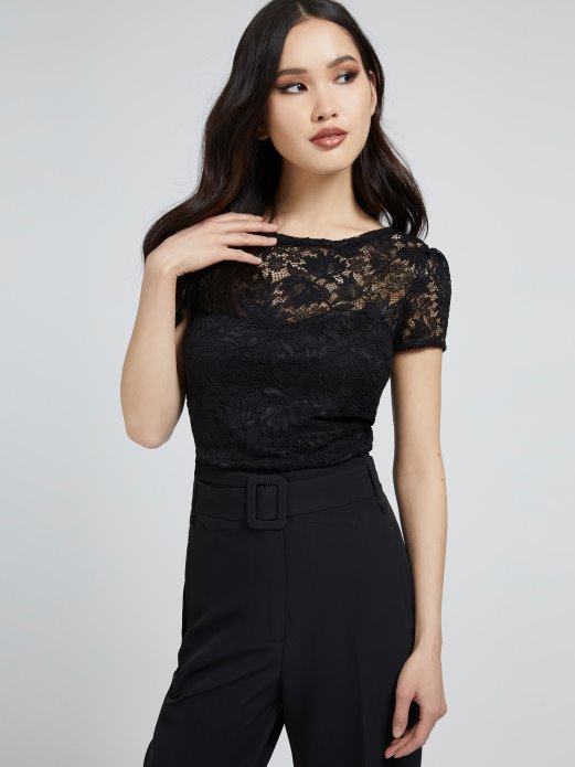 čipkasti Top Crni Guess Shopping