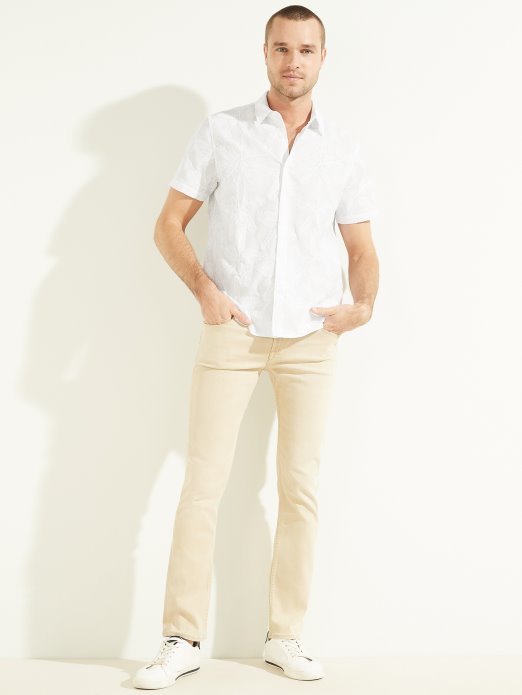 čista Bijela Guess Shopping Izvezena Košulja S Cvjetovima