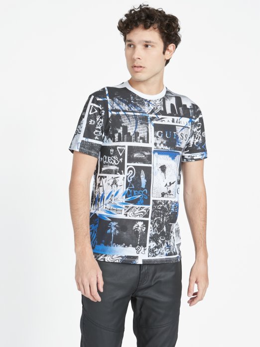 čista Bijela Multi Guess Shopping Ronan Kolažna Majica S Okruglim Izrezom