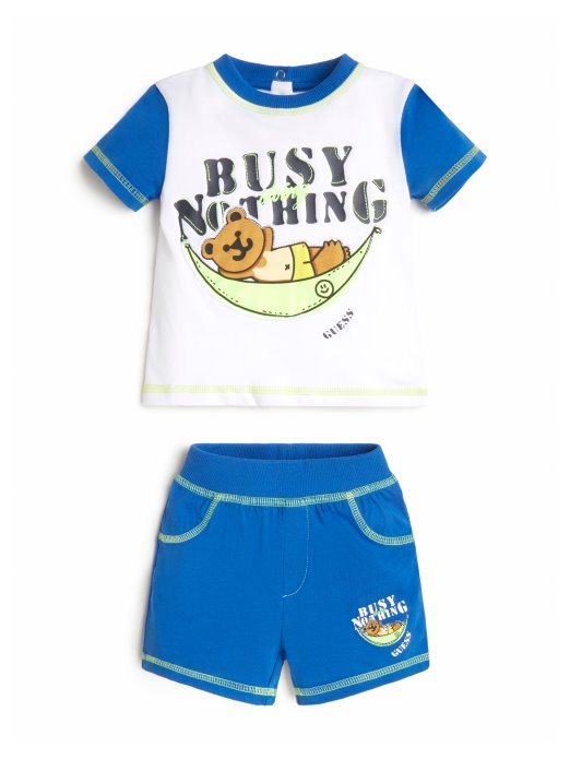 čisti Bijeli Guess Shopping Lounge Bear Majica I Kratke Hlače (3-18m)