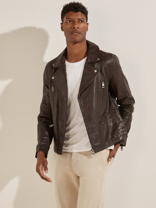 čokoladni Kolačić Guess Shopping Kožna Biciklistička Jakna