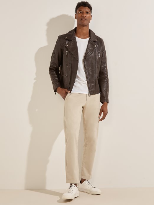 čokoladni Kolačić Guess Shopping Kožna Biciklistička Jakna