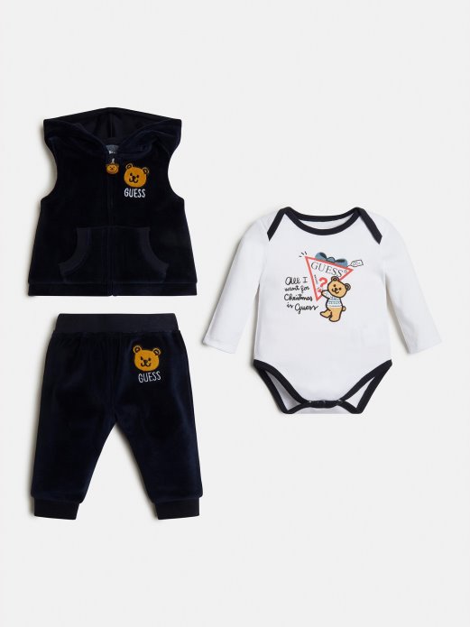 ženiljski Prsluk Body Hlače Set Guess Shopping Plava