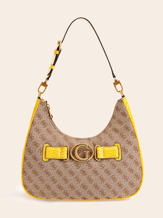 žuta Guess Shopping Aviana 4g Logo Hobo Torba